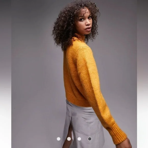 Topshop Tall knitted crew neck sweater in orange - Picture 4 of 8